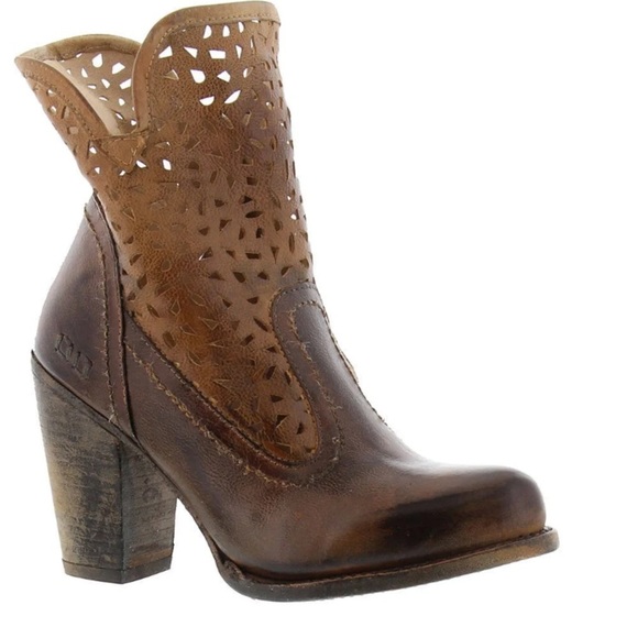 BED|STU BED STU SHOES IRMA GRAPHITO RUSTIC BOOTS HIGH STACKED HEEL LEATHER UPPER - Picture 2 of 16